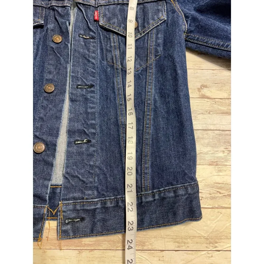 Vintage Levi's Trucker Denim Jacket Jean Dark Wash Size 34 Men's Button